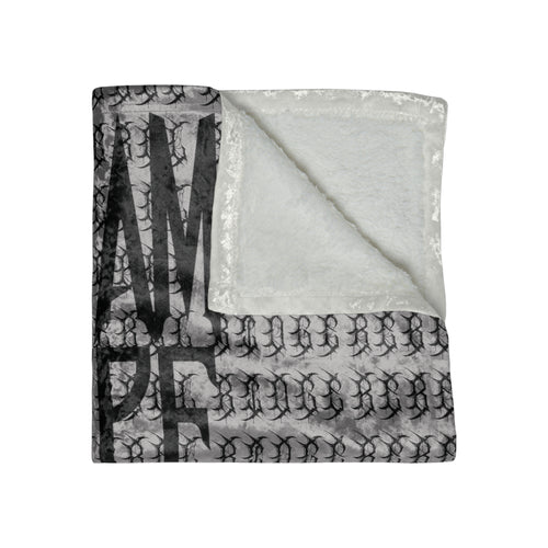 'SLAM TYPE SHIT' Velvet Throw with Repeating Script Pattern