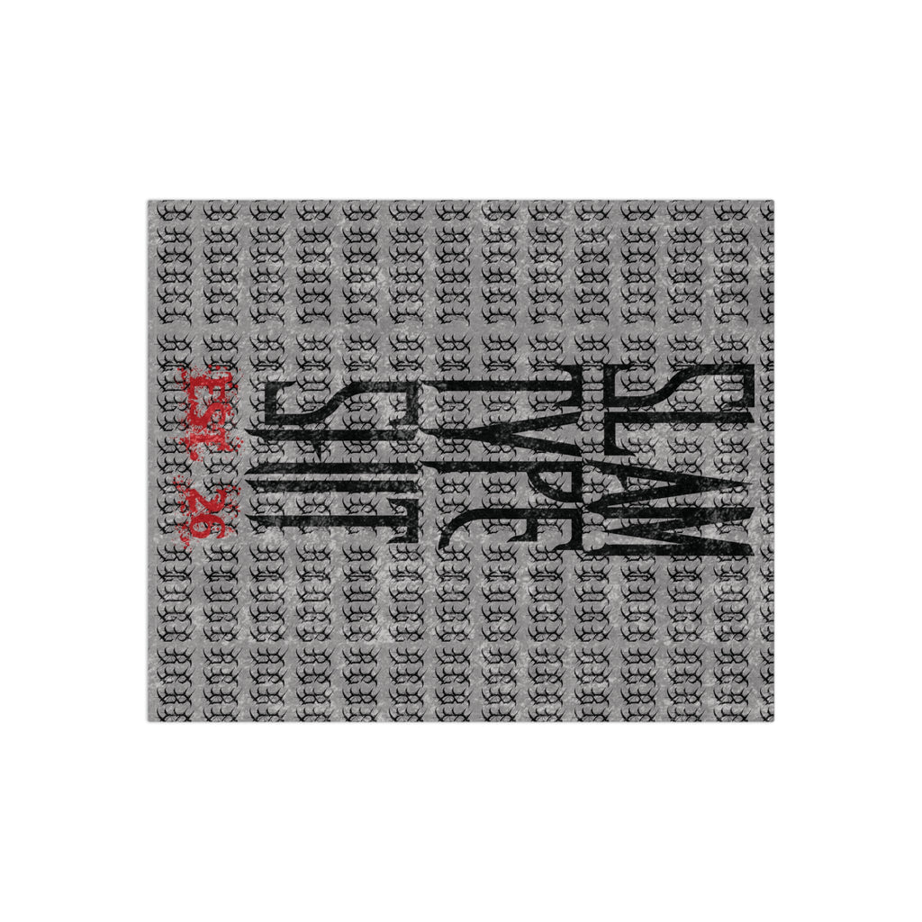 'SLAM TYPE SHIT' Velvet Throw with Repeating Script Pattern